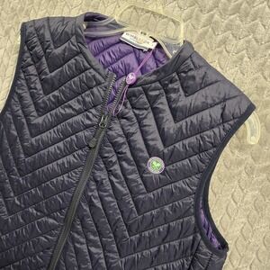 Wimbledon Quilted Full Zip Vest Gillet Navy Blue Womens Sz Medium Tennis England